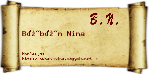 Búbán Nina névjegykártya
